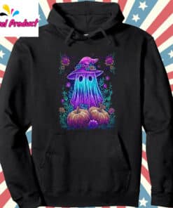Trendy Halloween Ghost Neon Shirt Hoodie Black