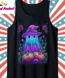 Trendy Halloween Ghost Neon Shirt Tank Top Black