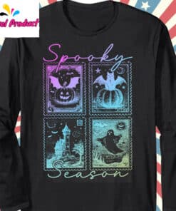 Vintage Halloween Horror Night Shirt Long Sleeve Black