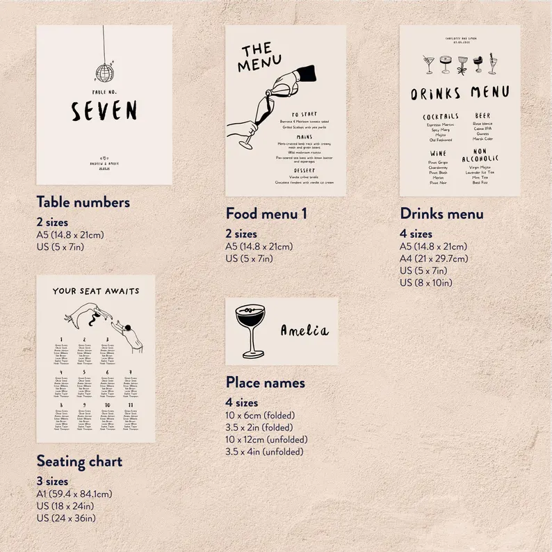 Hand-Drawn Wedding Signage Template Suite (Canva Template)